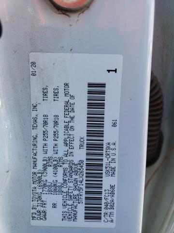 5TFRY5F14LX265450 - 2020 TOYOTA TUNDRA DOUBLE CAB SR/SR5 WHITE photo 12