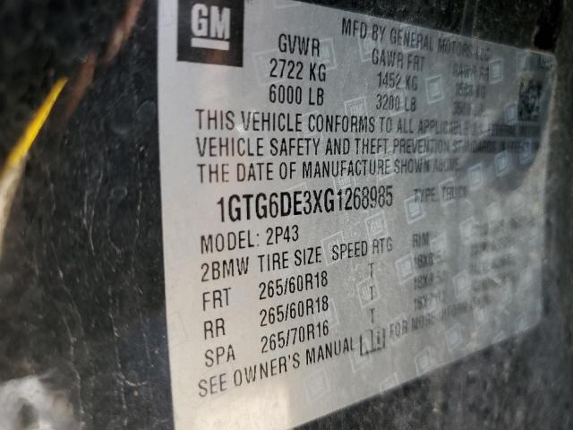 1GTG6DE3XG1268985 - 2016 GMC CANYON SLT BLACK photo 12