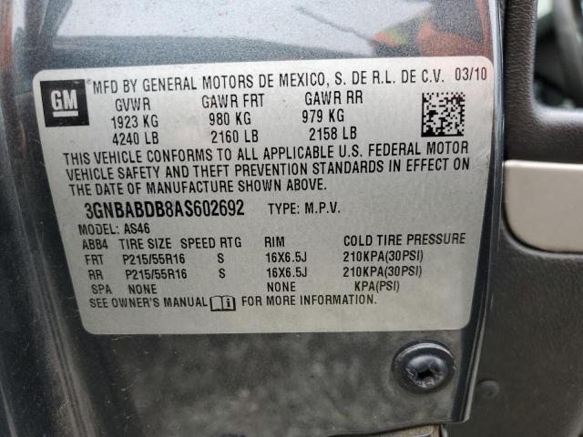 3GNBABDB8AS602692 - 2010 CHEVROLET HHR LT GRAY photo 12