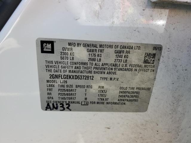 2GNFLGEKXD6372812 - 2013 CHEVROLET EQUINOX LTZ WHITE photo 14