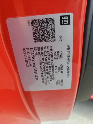 1G1YA2D42S5111334 - 2025 CHEVROLET CORVETTE STINGRAY 1LT RED photo 12