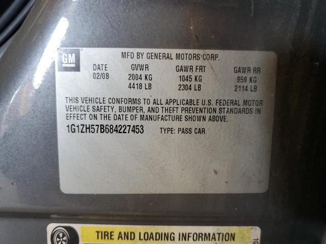 1G1ZH57B684227453 - 2008 CHEVROLET MALIBU 1LT GRAY photo 12