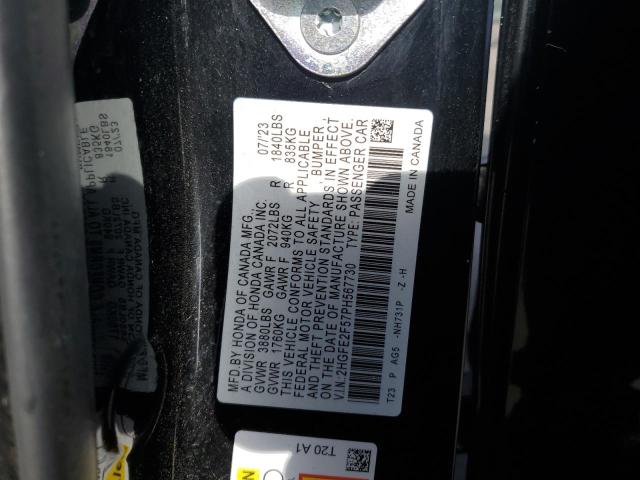 2HGFE2F57PH567730 - 2023 HONDA CIVIC SPORT Schwarz Foto 12