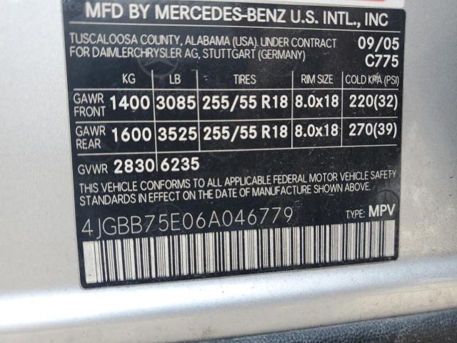 4JGBB75E06A046779 - 2006 MERCEDES-BENZ ML 500 SILVER photo 13