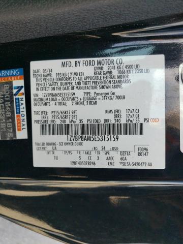 1ZVBP8AM5E5315159 - 2014 FORD MUSTANG BLACK photo 12