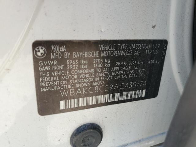 WBAKC8C59AC430774 - 2010 BMW 750 LI XDRIVE WHITE photo 12