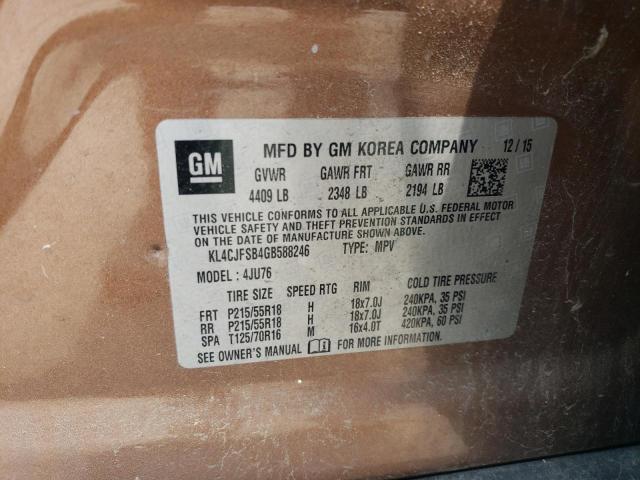 KL4CJFSB4GB588246 - 2016 BUICK ENCORE CONVENIENCE BROWN photo 13
