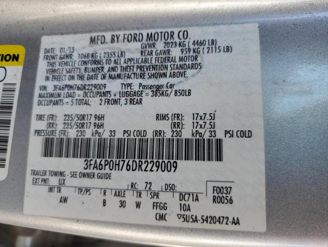 3FA6P0H76DR229009 - 2013 FORD FUSION SE SILVER photo 12