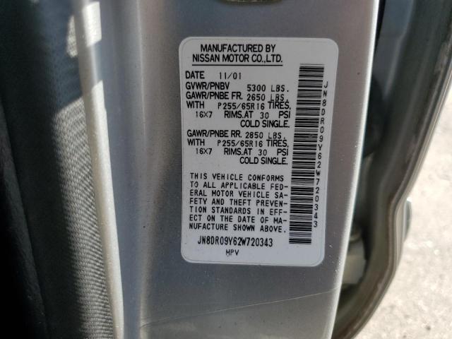 JN8DR09Y62W720343 - 2002 NISSAN PATHFINDER LE 银色 照片 13