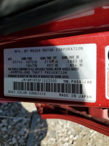 JM1BM1M30F1223505 - 2015 MAZDA 3 GRAND TOURING Qırmızı foto 12