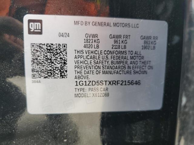 1G1ZD5STXRF215646 - 2024 CHEVROLET MALIBU LT BLACK photo 12