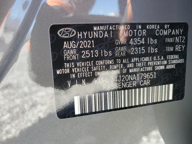 KMHL34J20NA179651 - 2022 HYUNDAI SONATA LIMITED GRAY photo 12