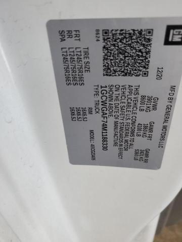 1GCWGAF74M1188330 - 2021 CHEVROLET EXPRESS G2 Weiß Foto 11