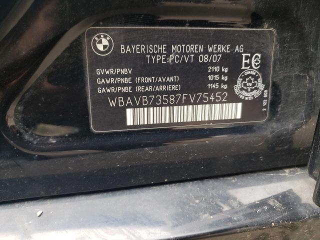 WBAVB73587FV75452 - 2007 BMW 335 I BLACK photo 12