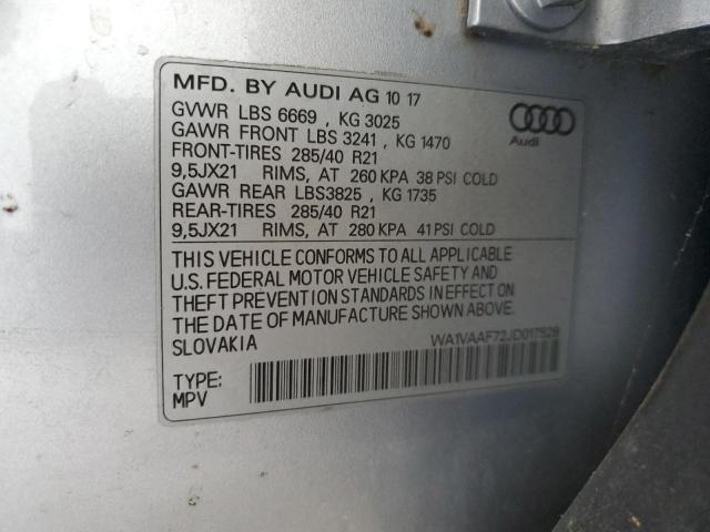 WA1VAAF72JD017528 - 2018 AUDI Q7 PRESTIGE 银色 照片 13