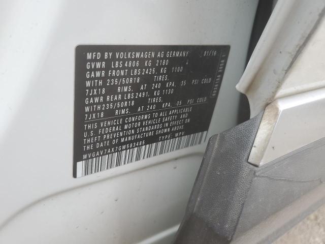 WVGAV7AX7GW583485 - 2016 VOLKSWAGEN TIGUAN S WHITE photo 12