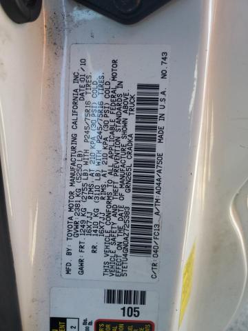 5TETU4GN0AZ725383 - 2010 TOYOTA TACOMA PRERUNNER ACCESS CAB WHITE photo 12