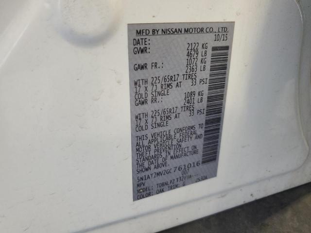 5N1AT2MV2GC761016 - 2016 NISSAN ROGUE S 白色 照片 14