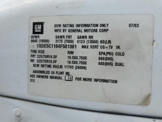 1GDE5C1164F501361 - 2004 GMC C5500 C5C042 WHITE photo 12