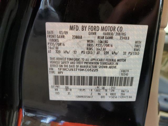 1FMCU93719KC05225 - 2009 FORD ESCAPE XLT BLACK photo 13