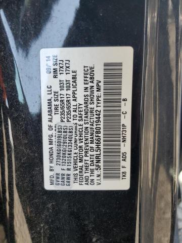 5FNRL5H66FB019442 - 2015 HONDA ODYSSEY EXL BLACK photo 13