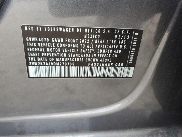 3VW2K7AJ9DM270735 - 2013 VOLKSWAGEN JETTA BASE 灰色 照片 12