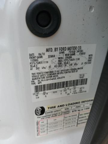 5LMJJ2H54AEJ09376 - 2010 LINCOLN NAVIGATOR თეთრი ფოტო 12