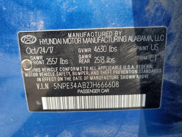 5NPE34AB2JH666608 - 2018 HYUNDAI SONATA SPORT BLUE photo 12