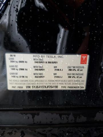 5YJSA1E2XJF264190 - 2018 TESLA MODEL S 黑色 照片 13