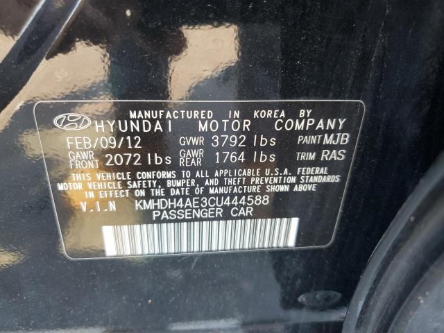 KMHDH4AE3CU444588 - 2012 HYUNDAI ELANTRA GLS BLACK photo 12