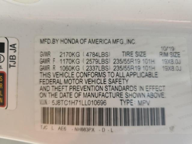 5J8TC1H71LL010696 - 2020 ACURA RDX ADVANCE WHITE photo 14