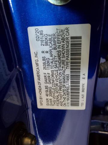 19UUB2F63LA004563 - 2020 ACURA TLX TECHNOLOGY BLUE photo 12