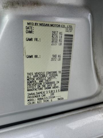 1N4AL3AP6JC158115 - 2018 NISSAN ALTIMA 2.5 SILVER photo 12