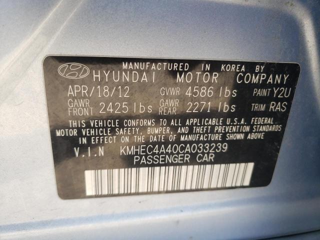 KMHEC4A40CA033239 - 2012 HYUNDAI SONATA HYBRID BLUE photo 12