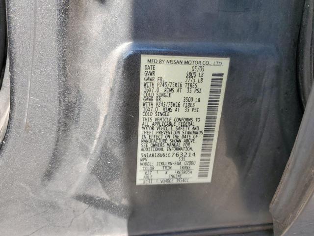 5N1AR18U65C763214 - 2005 NISSAN PATHFINDER LE GRAY photo 13