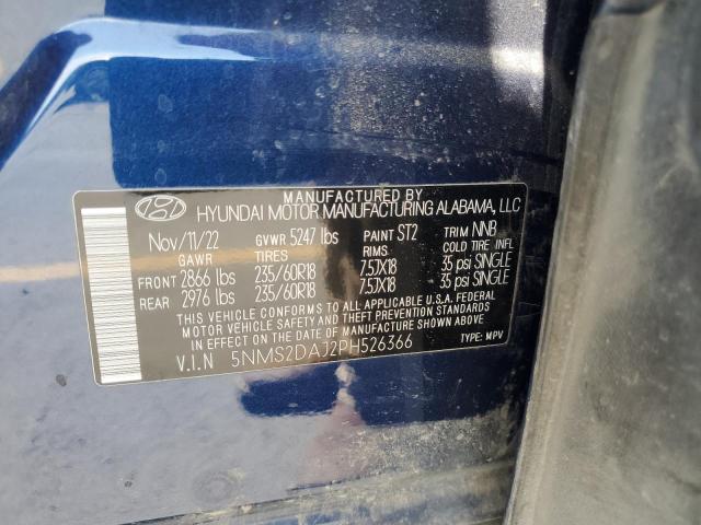 5NMS2DAJ2PH526366 - 2023 HYUNDAI SANTA FE SEL Синій фото 13
