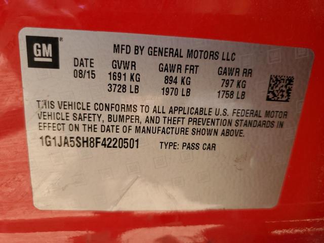 1G1JA5SH8F4220501 - 2015 CHEVROLET SONIC LS 红色 照片 12