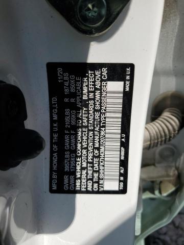 SHHFK7H43MU207864 - 2021 HONDA CIVIC SPORT 白色 照片 12