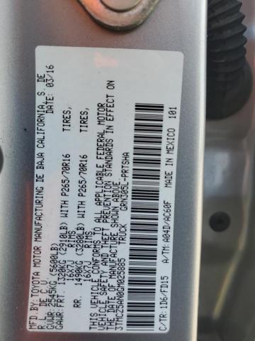 3TMCZ5AN0GM025885 - 2016 TOYOTA TACOMA DOUBLE CAB GRAY photo 12