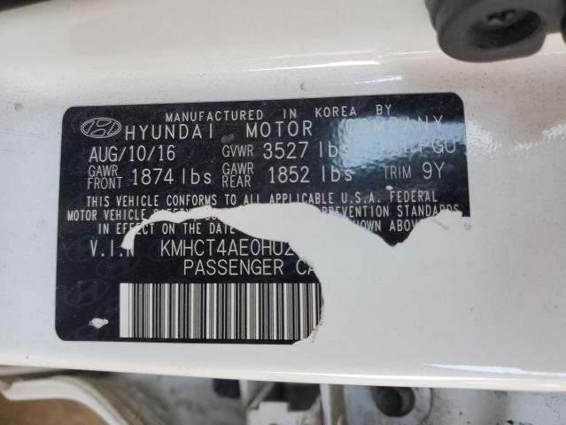 KMHCT4AE0HU203122 - 2017 HYUNDAI ACCENT SE WHITE photo 12