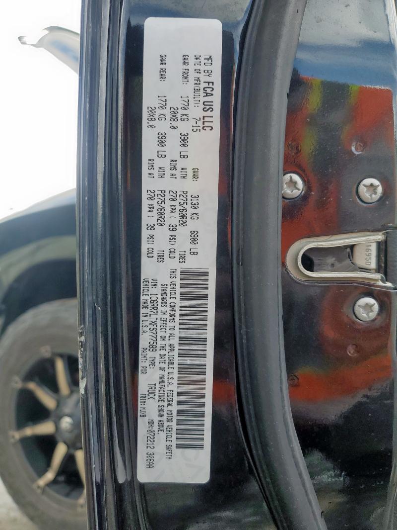 1C6RR7LTXFS777589 - 2015 RAM 1500 SLT შავი ფოტო 12