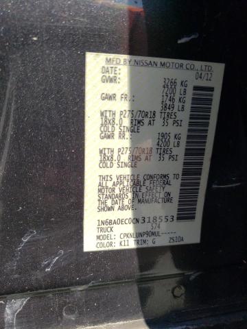 1N6BA0EC0CN318553 - 2012 NISSAN TITAN S GRAY photo 13