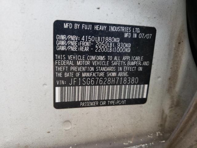 JF1SG67628H718380 - 2008 SUBARU FORESTER 2.5X LL BEAN WHITE photo 12