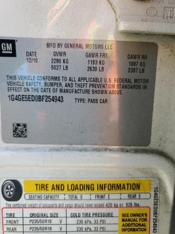 1G4GE5ED0BF254943 - 2011 BUICK LACROSSE CXS Կրեմագույն լուսանկար 12