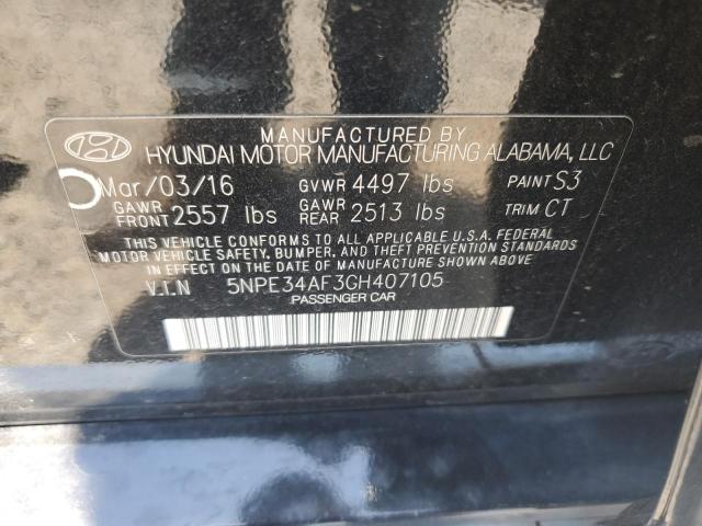 5NPE34AF3GH407105 - 2016 HYUNDAI SONATA SPORT Қара фото 12