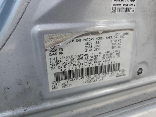 4A3AB76T57E041386 - 2007 MITSUBISHI GALANT RALLIART SILVER photo 12