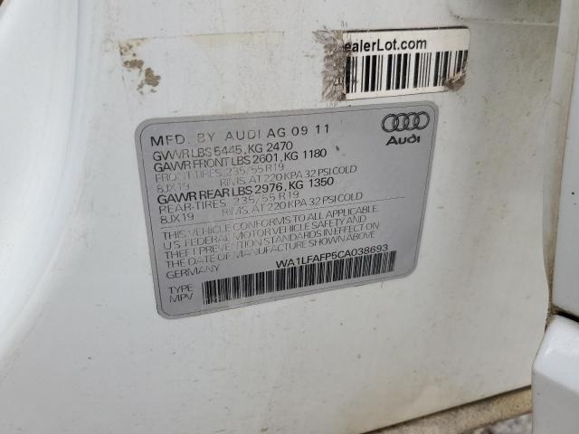 WA1LFAFP5CA038693 - 2012 AUDI Q5 PREMIUM PLUS 白色 照片 13