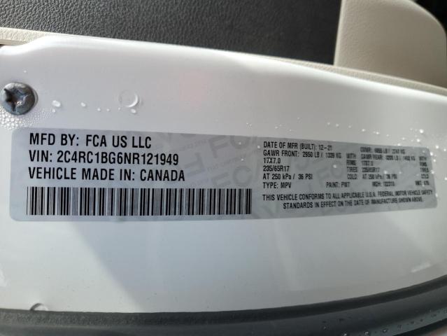 2C4RC1BG6NR121949 - 2022 CHRYSLER PACIFICA TOURING L 白色 照片 13