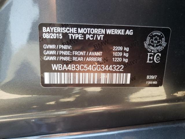 WBA4B3C54GG344322 - 2016 BMW 435 XI GRAN COUPE GRAY photo 12