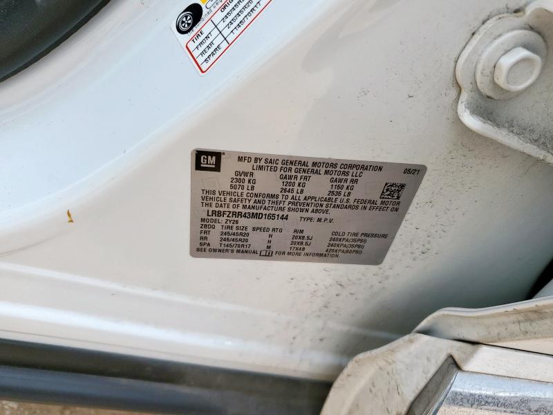 LRBFZRR43MD165144 - 2021 BUICK ENVISION AVENIR WHITE photo 14